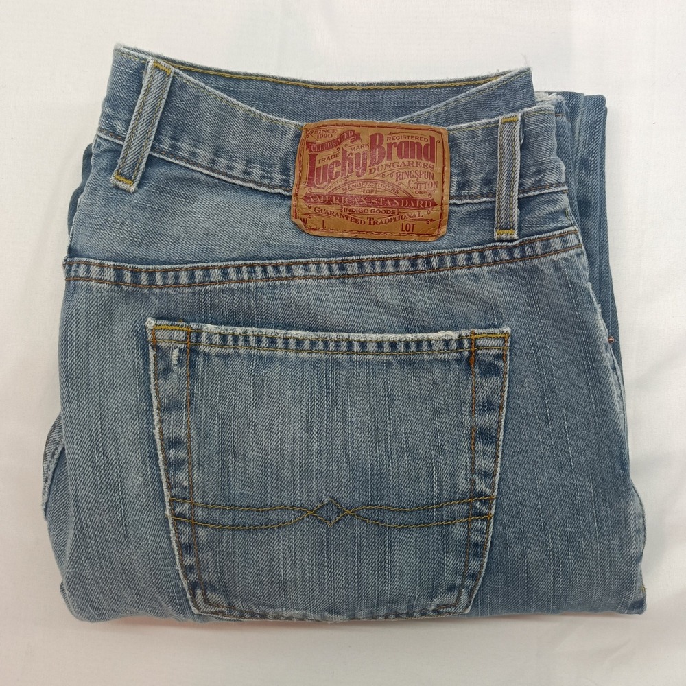 Lucky Brand Mens Bootleg Jeans Blue Denim USA Made Size 38 Medium Wash Vtg 36x32